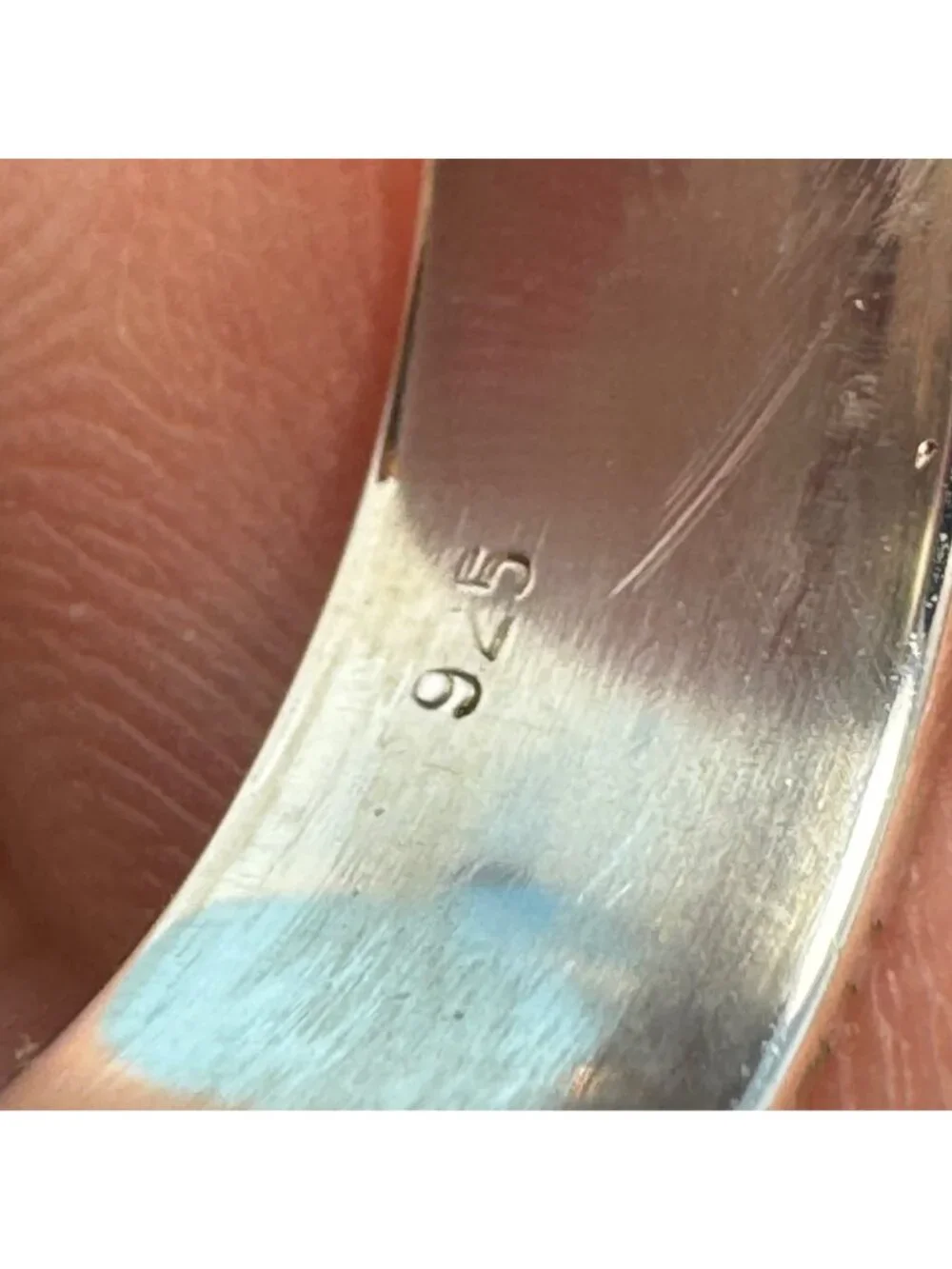 Fingerprint Design Sterling Silver 925 Heart Band 6mm Wide Ring Size 6